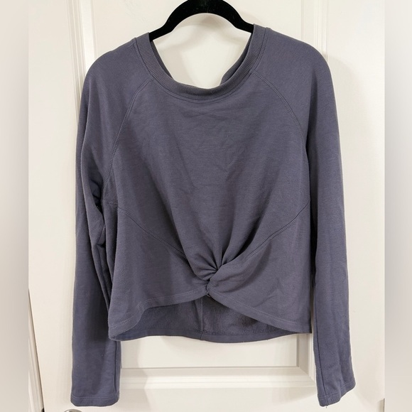 90 Degree By Reflex Tops - 90 Degree By Reflex Long Sleeve Twist Knot Top - Dark Gray